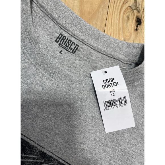 NWT Men's Lg Brisco Gray Crop Duster Leave The Smell Behind Graphic T Shirt - Picture 3 of 4